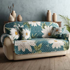 Teal Daisy Sofa Cover