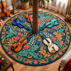 Teal Floral Melody Christmas Tree Skirt