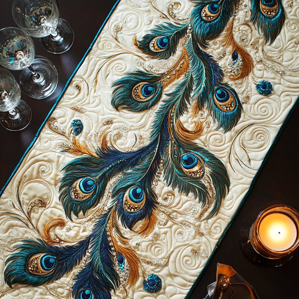 Teal Plumage Table Runner