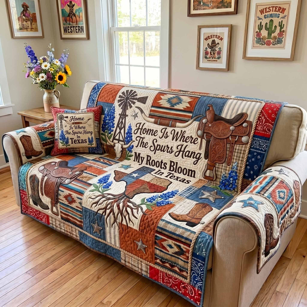 Home Is Where the Spurs Hang Sofa Cover