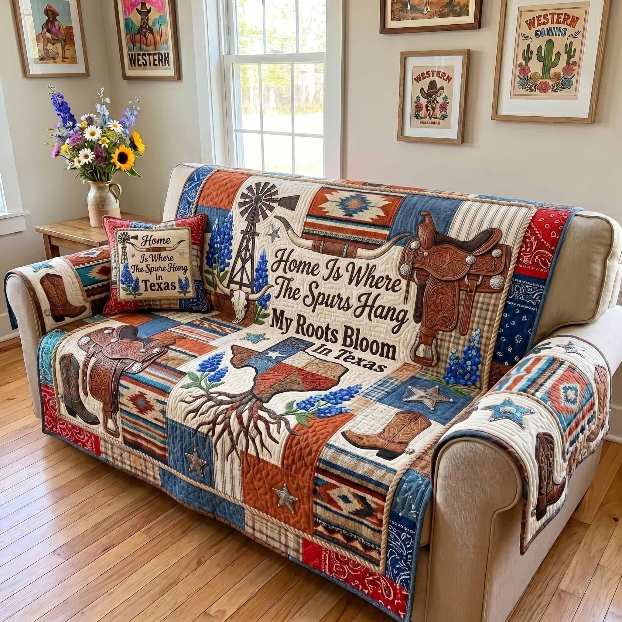 Home Is Where the Spurs Hang Sofa Cover
