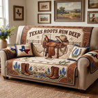 Texas Roots Run Deep Saddle Sofa Cover
