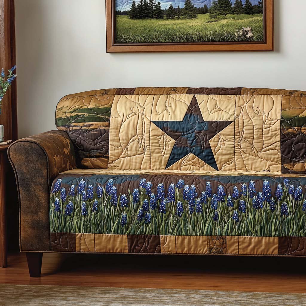 Texas Star Above the Bluebonnets Sofa Cover