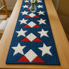 White Stars on Navy Blocks Table Runner