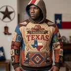 Hes Choosin Texas with a Cowboy Hat hoodie, all-over print