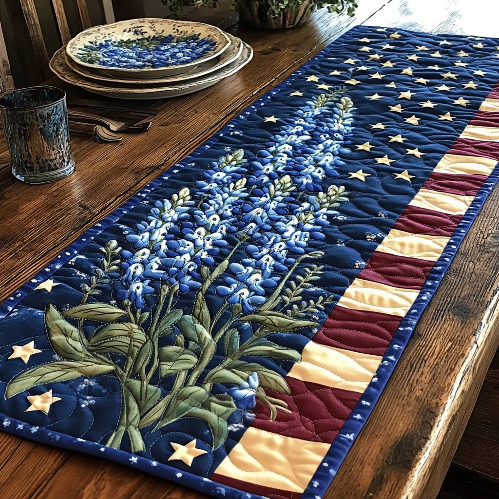 Texas Wild Bluebonnets Table Runner