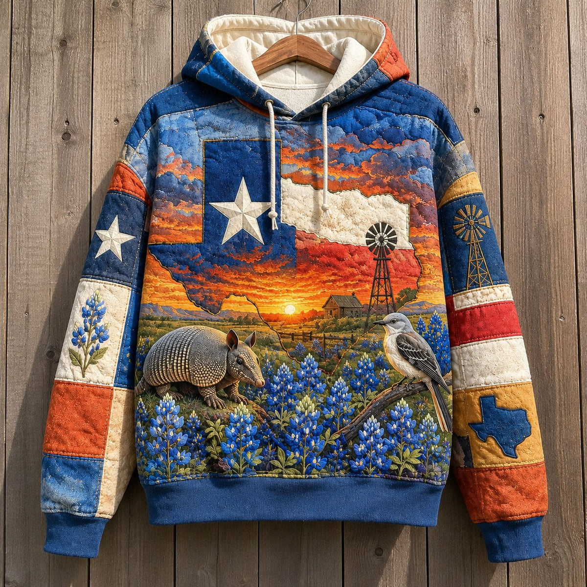 Texas Wildflower Sunset hoodie, all-over print