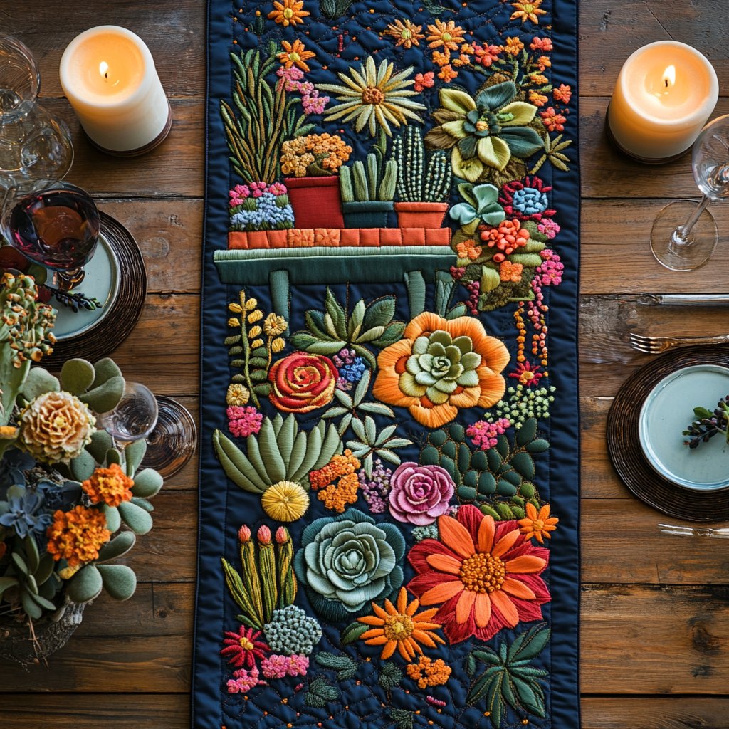 The Succulent Grove Table Runner