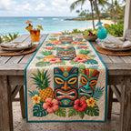 Tiki Faces with Pineapple Table Runner