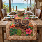 Tiki Totems on Tan Ground Table Runner