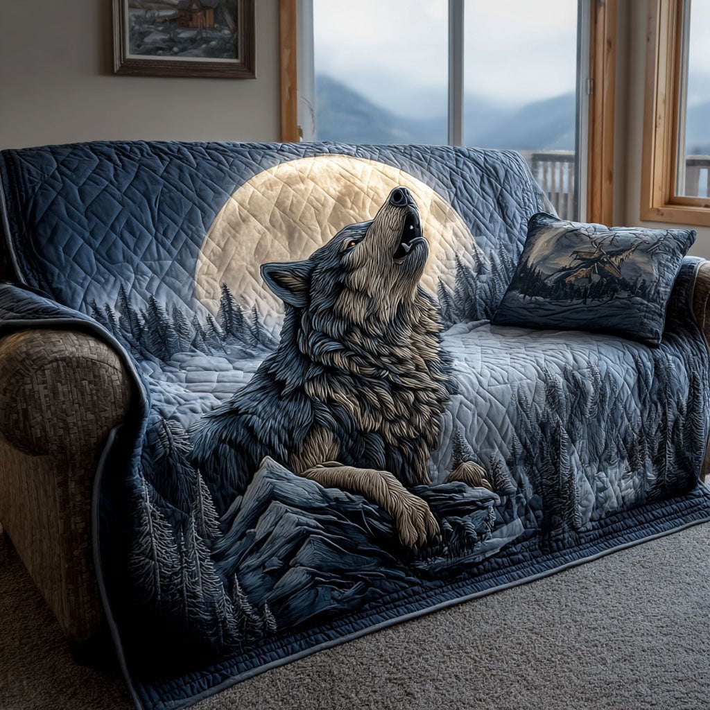 Wolf Howling at the Moon Sofa Cover