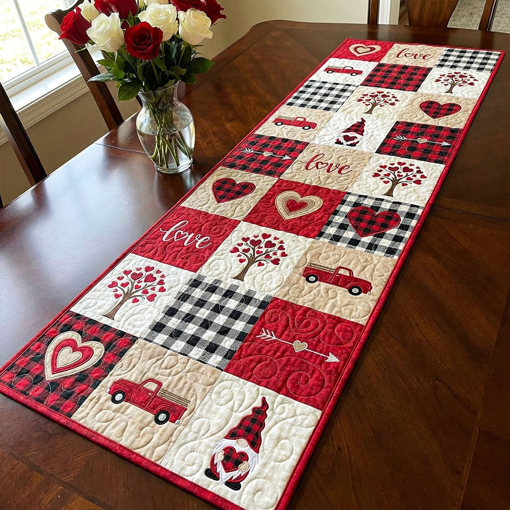 Valentine Blocks with Red Truck Table Runner