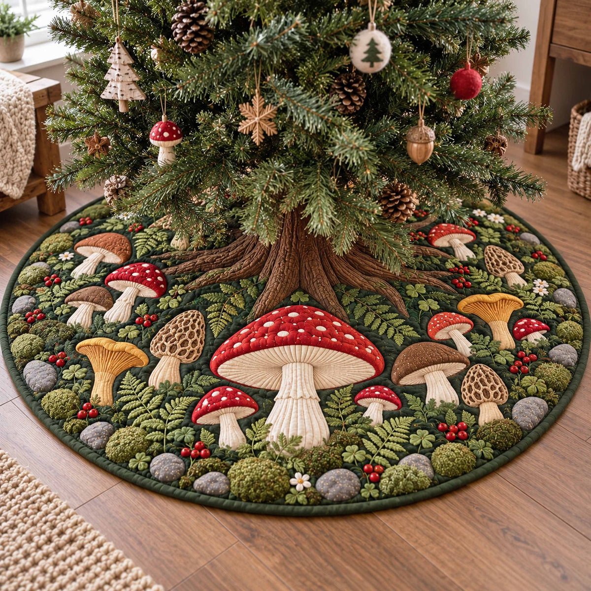 Toadstool Ring Christmas Tree Skirt