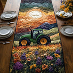 Green Tractor in Golden Field Table Runner