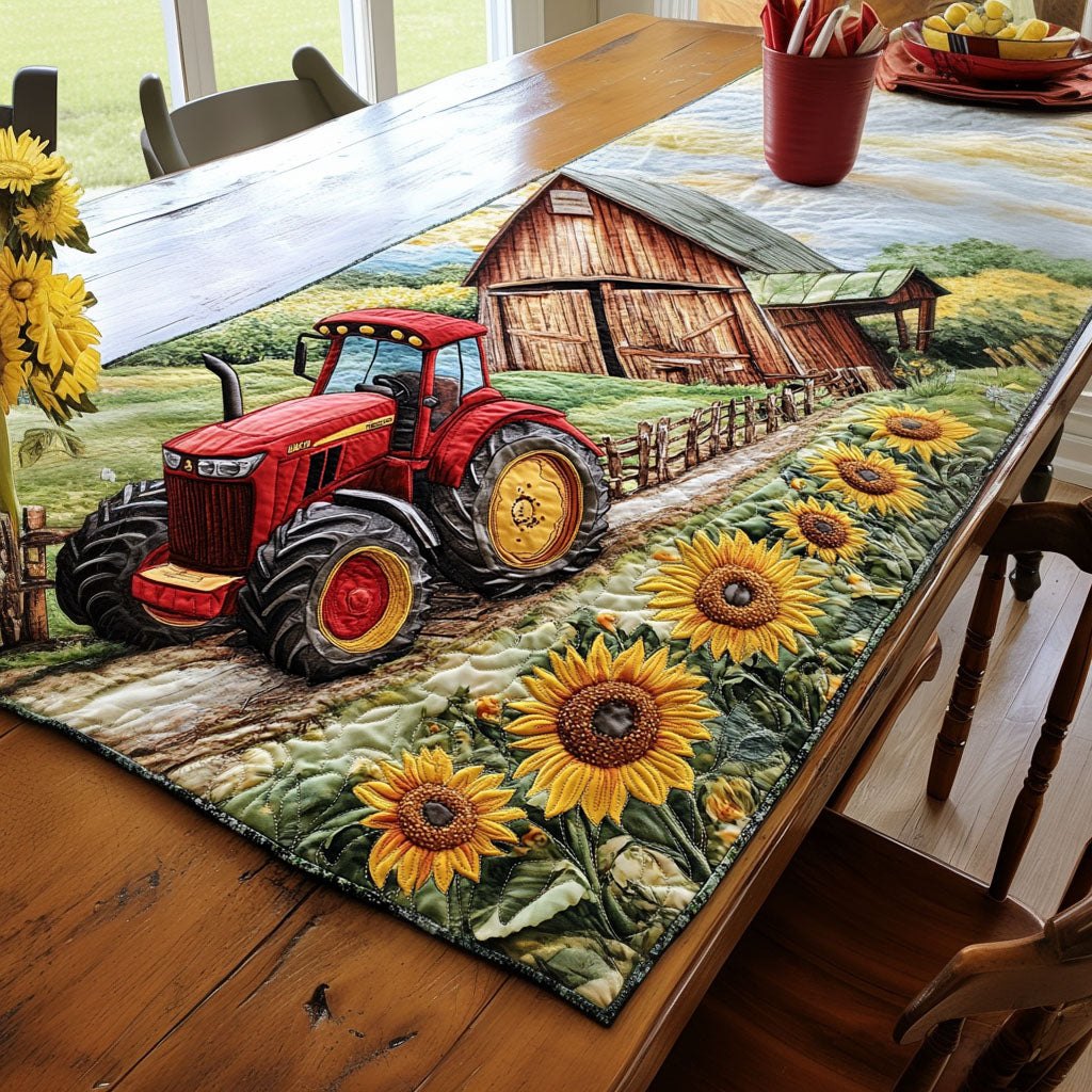 Tractor and Sunflowers Table Runner