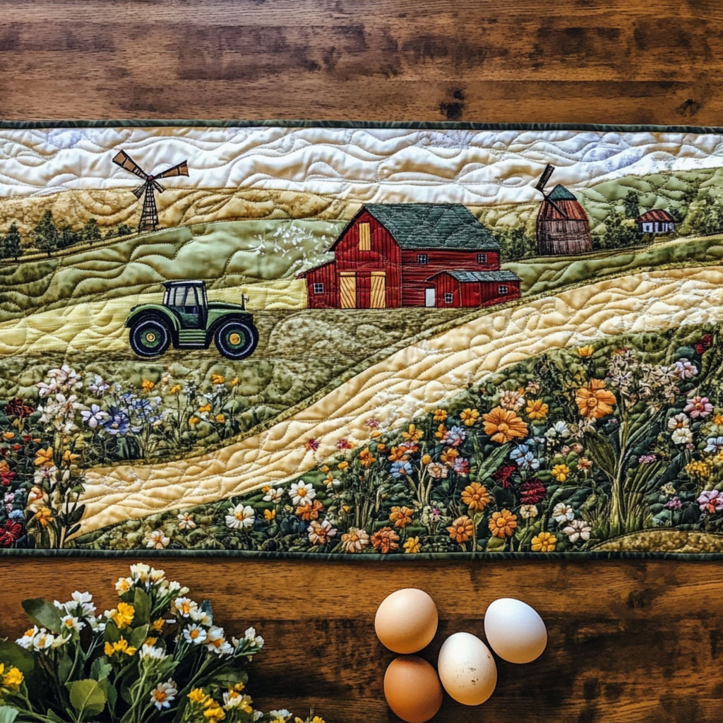 Tractors in Bloom Table Runner