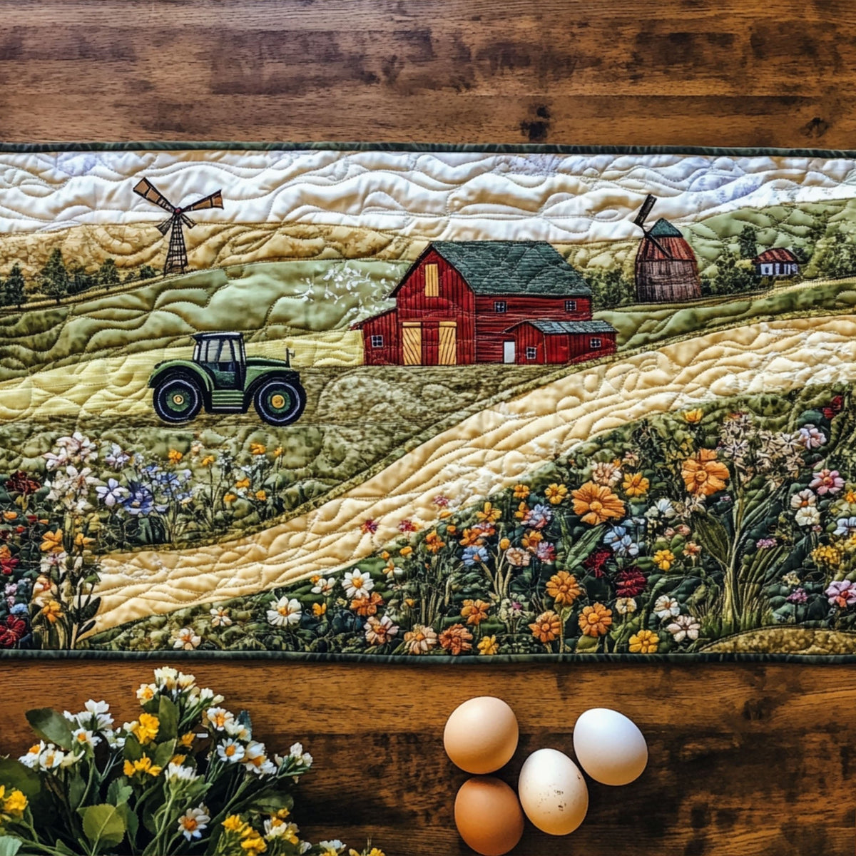 Tractors in Bloom Table Runner