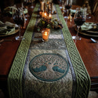 Celtic Tree Medallion on Sage Table Runner