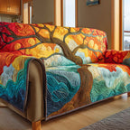 Sunset Tree with Teal Branches Sofa Cover