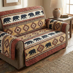 Bear Silhouettes on Tan Southwest Sofa Cover