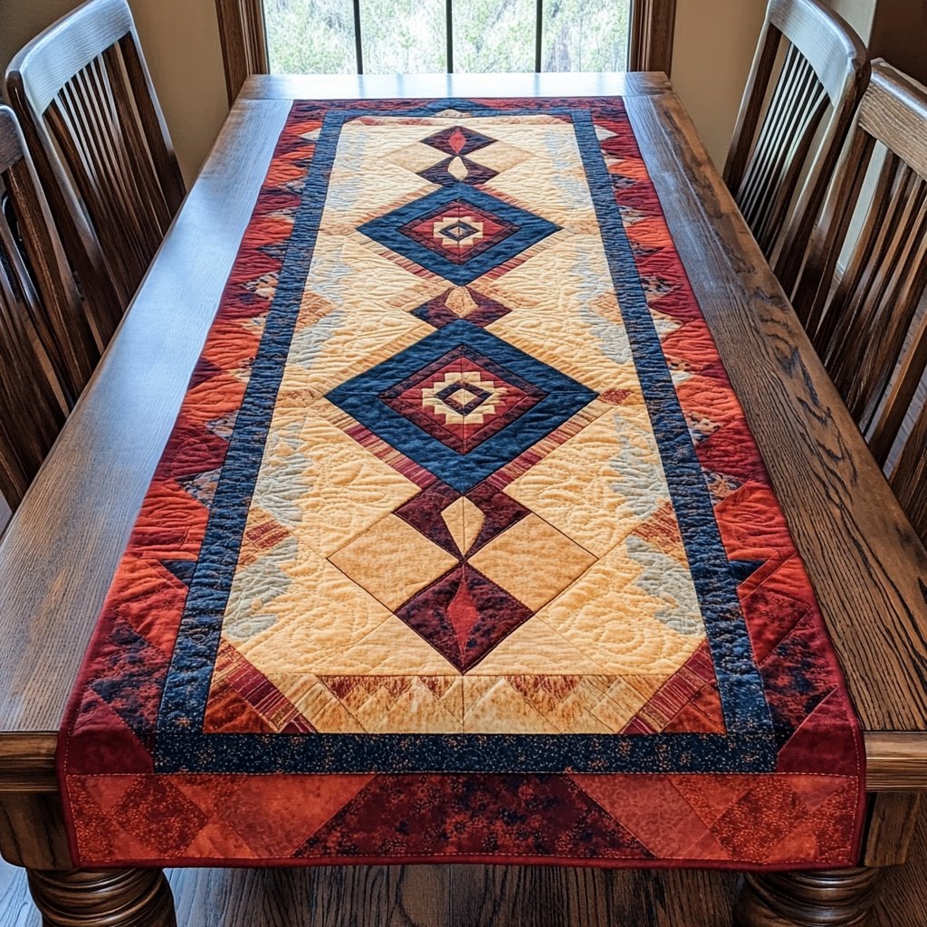 Southwest Diamonds on Peach Table Runner