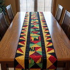 Aztec Stripes in Yellow and Red Table Runner