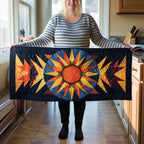 Orange Sunburst Star on Navy Table Runner