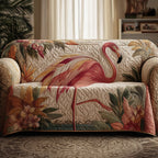Pale Flamingo on Sand and Sage Sofa Cover