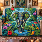 Tropical Jungle Elephant Sofa Cover