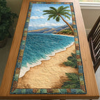 Ocean Waves on Sandy Shore Table Runner
