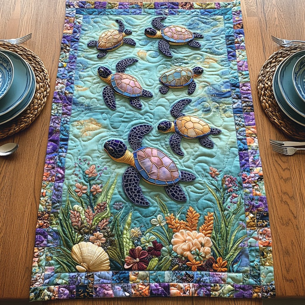 Tropical Swimmer Table Runner
