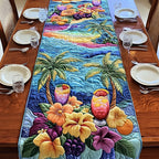 Palm Trees with Tropical Drinks Table Runner