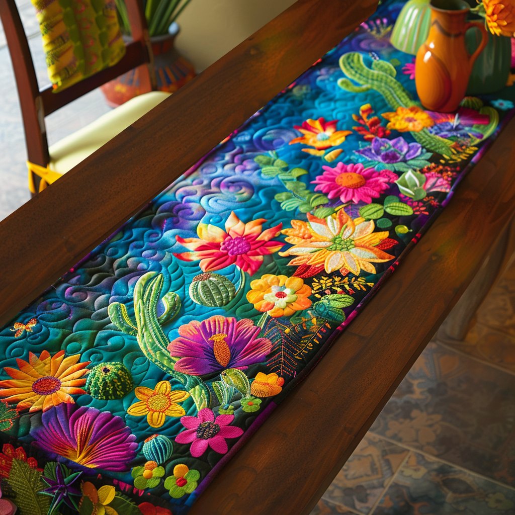 Tropical Cactus Paradise Table Runner
