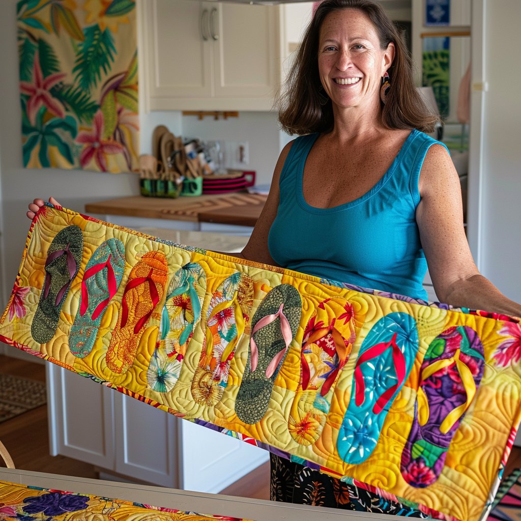 Tropical Flip Flops Table Runner