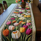 Colorful Tulips in Bloom Table Runner