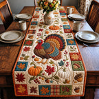Teal Feather Turkey Harvest Table Runner