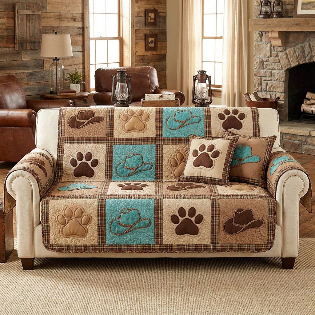 Turquoise Paws Sofa Cover