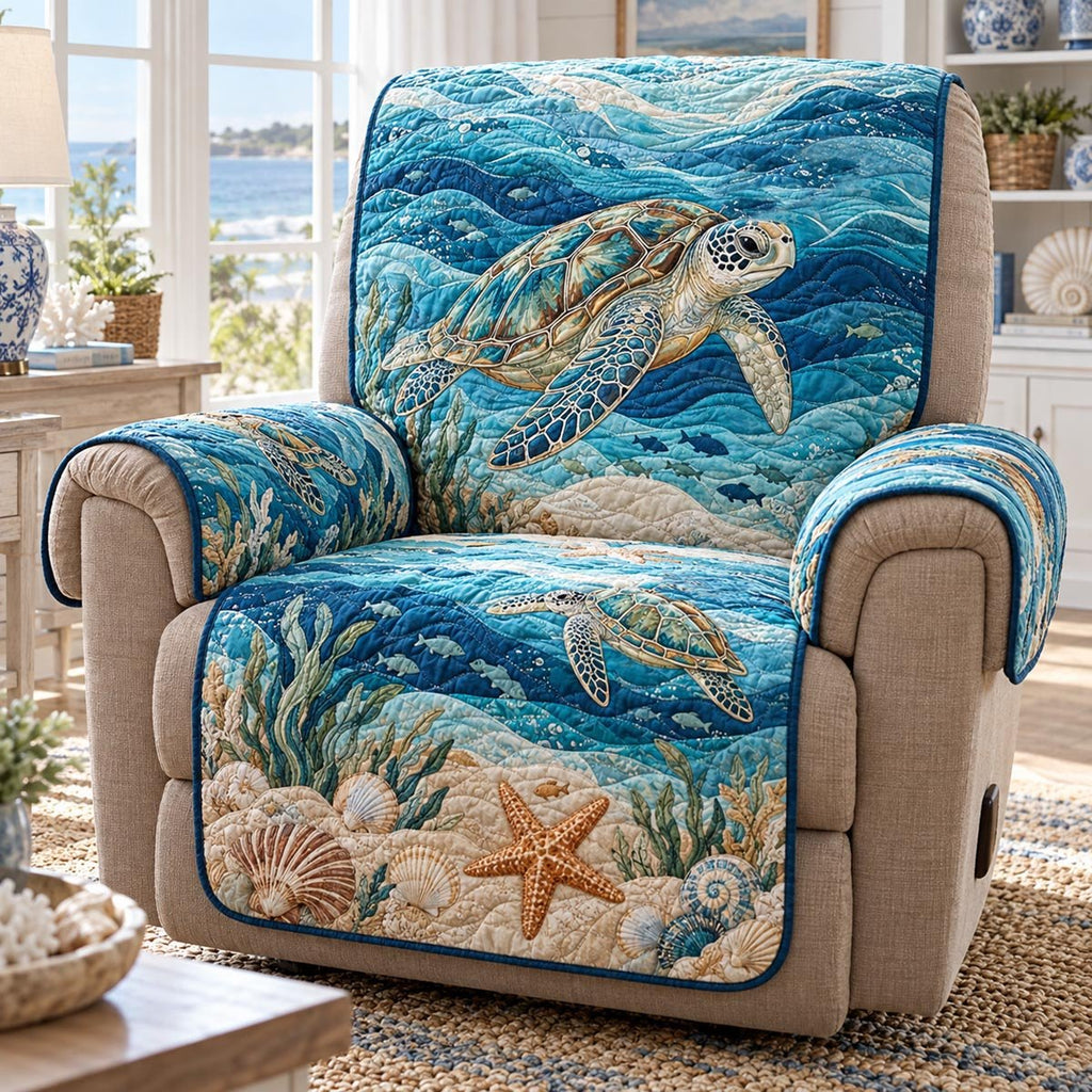 Turquoise Reef Turtle Sofa Cover