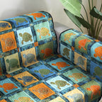Turtles and Fish on Blue Squares Sofa Cover