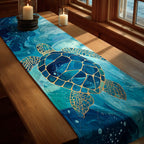 Sea Turtle on Teal Water Table Runner