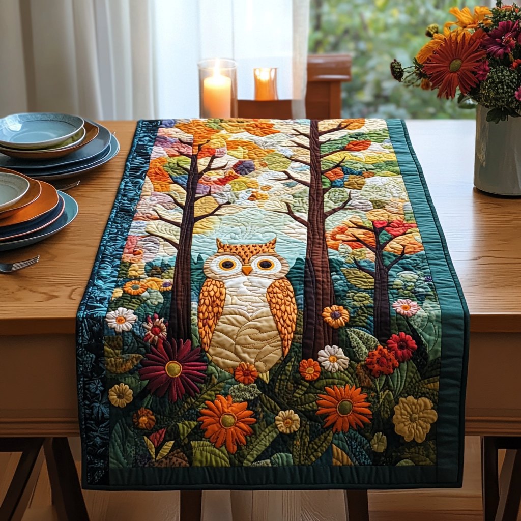 Twilight Owl Symphony Table Runner