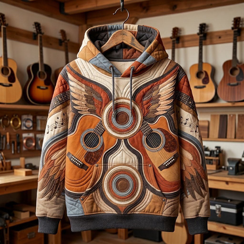 Twin Guitar Wings hoodie, all-over print