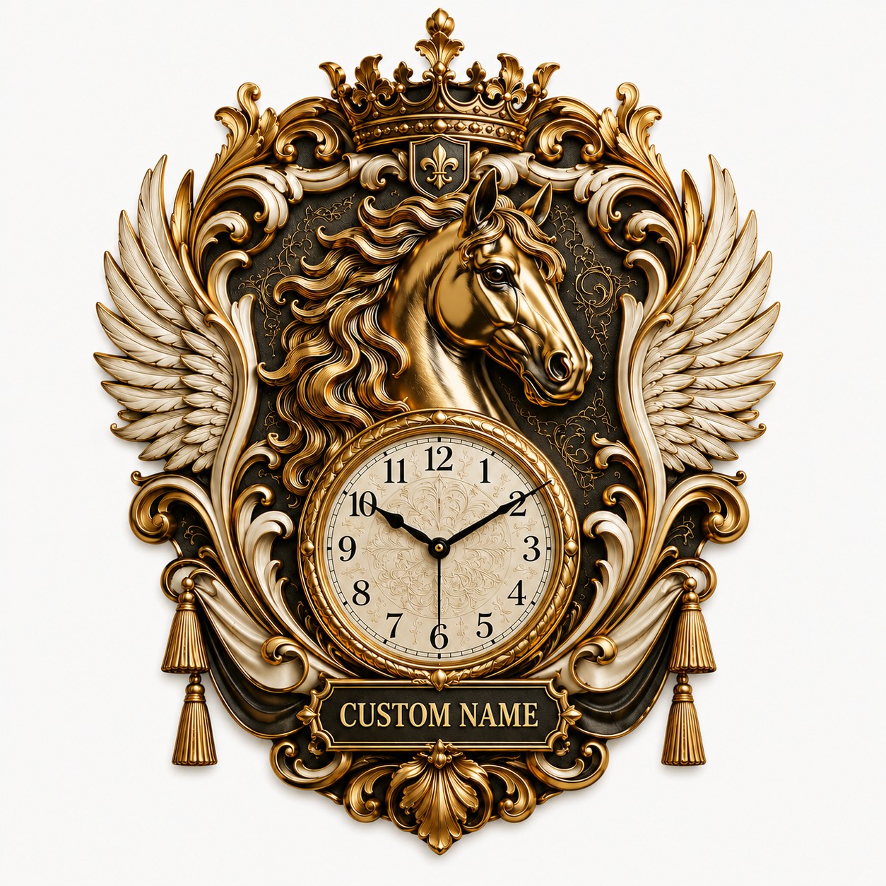 Equestrian enthusiasts Custom Name Wall Clock — personalized with a custom name
