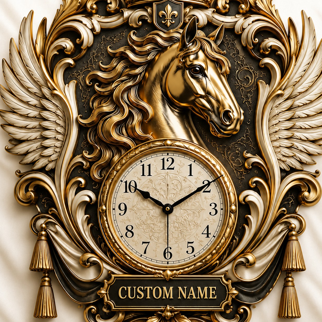 Equestrian enthusiasts Custom Name Wall Clock — personalized with a custom name