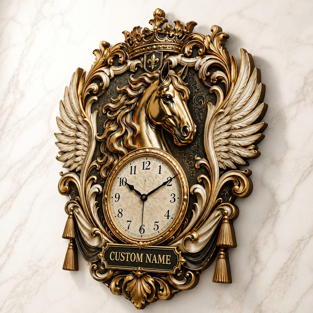 Equestrian enthusiasts Custom Name Wall Clock — personalized with a custom name