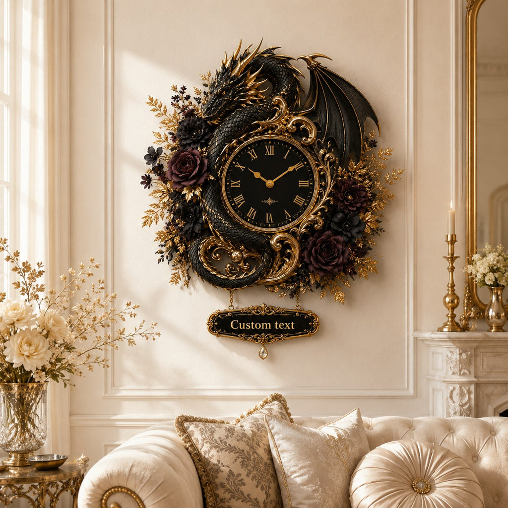 Personalized dragon wall clock — personalized with a custom name
