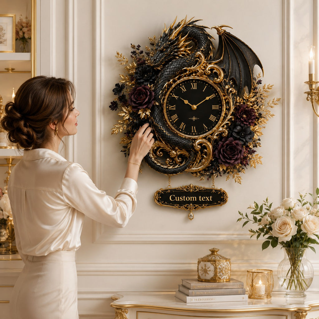 Personalized dragon wall clock — personalized with a custom name