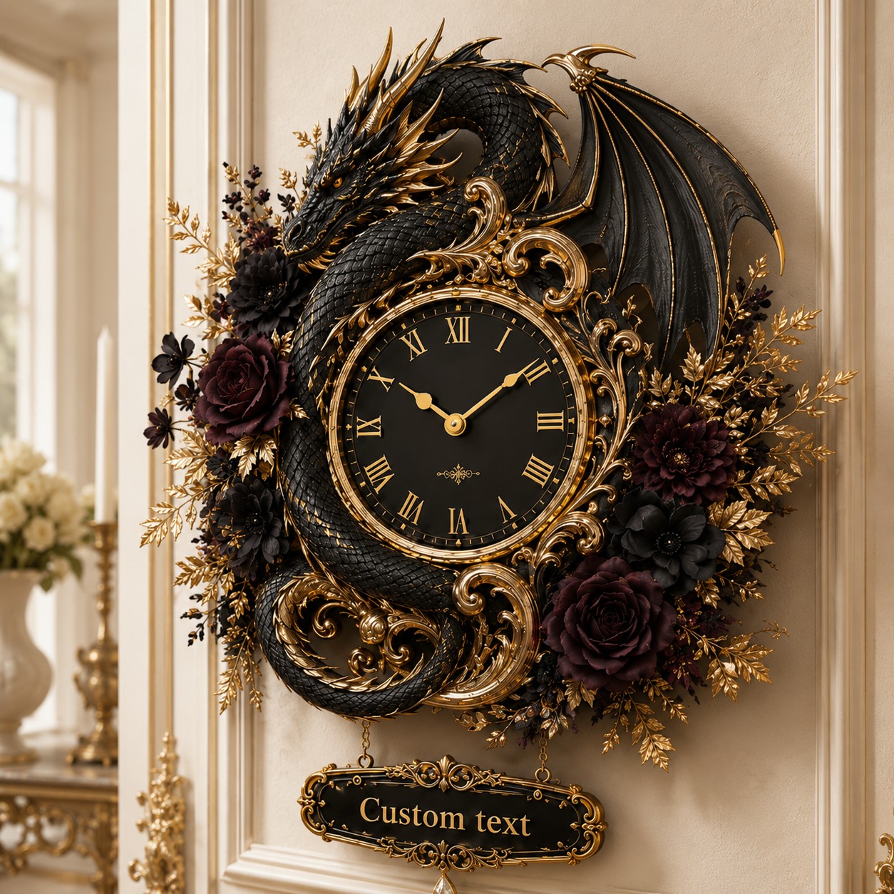 Personalized dragon wall clock — personalized with a custom name