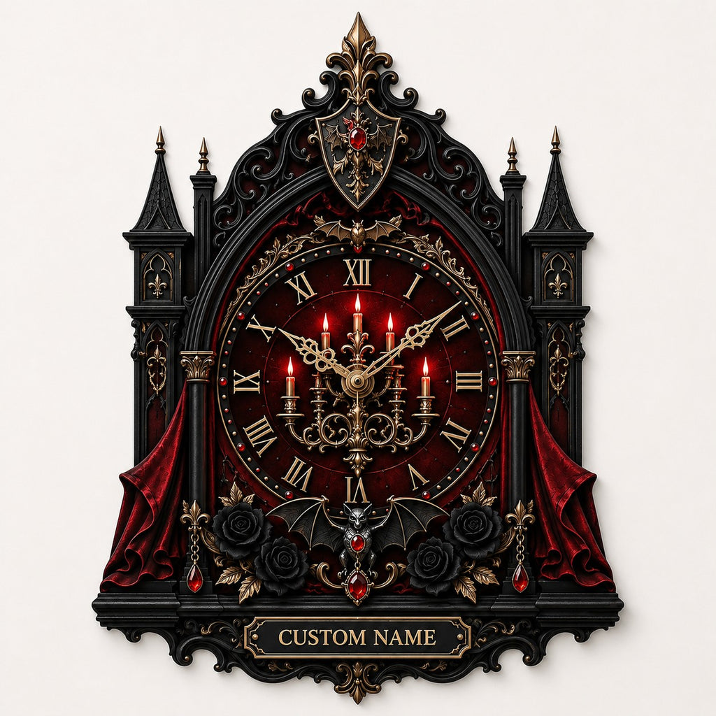 Gothic cathedral Custom Name Wall Clock — personalized with a custom name