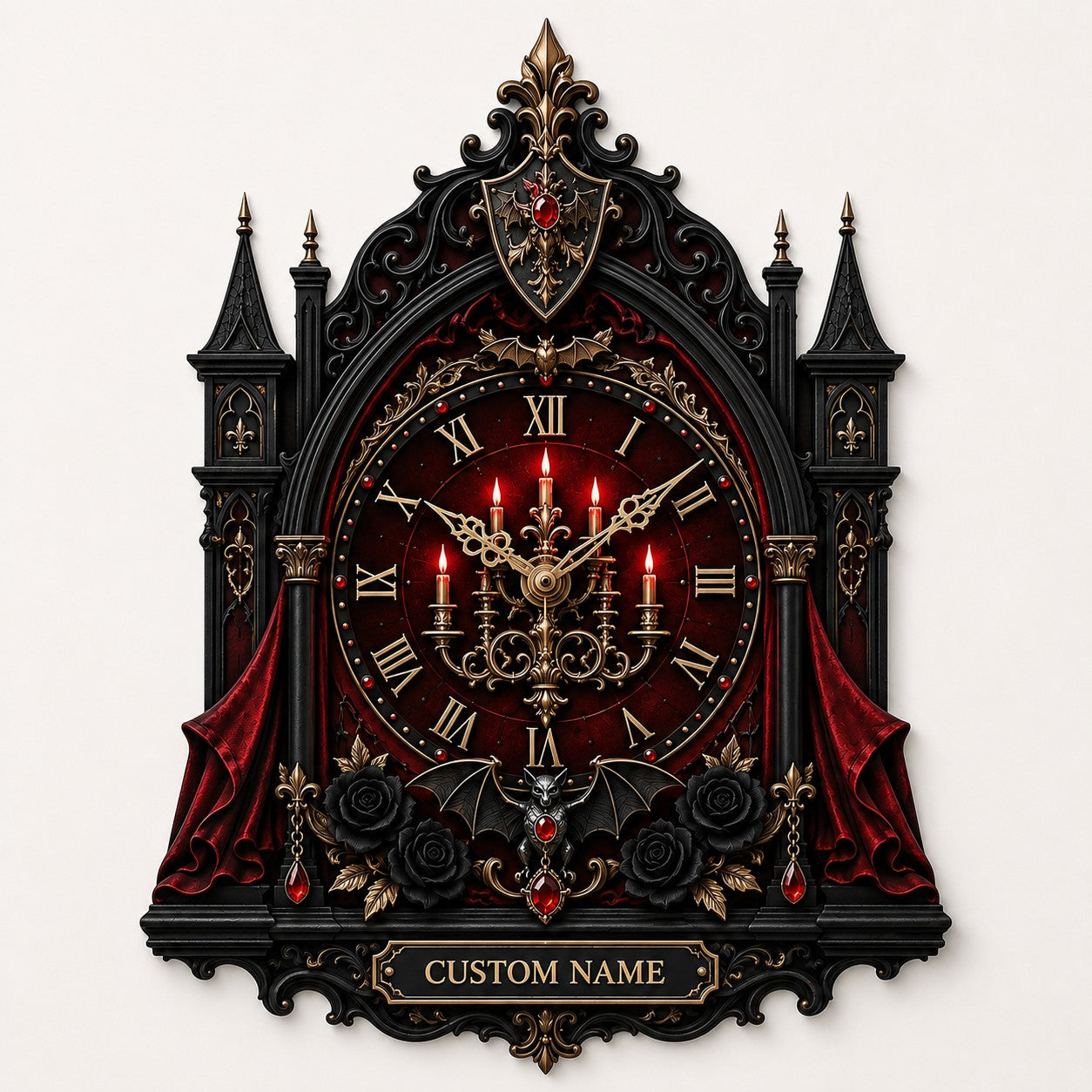 Gothic cathedral Custom Name Wall Clock — personalized with a custom name